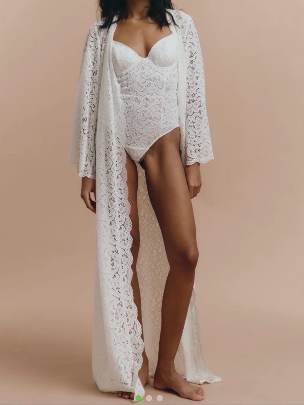 The Robe long white lace robe